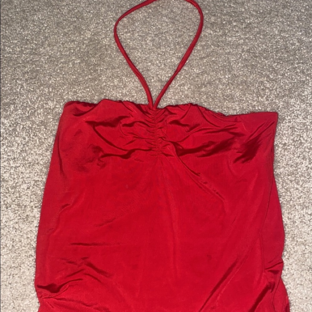 Red halter top